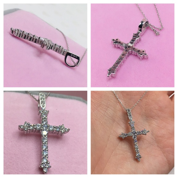 14k white gold cross necklace neo gothic silver - Picture 4 of 8